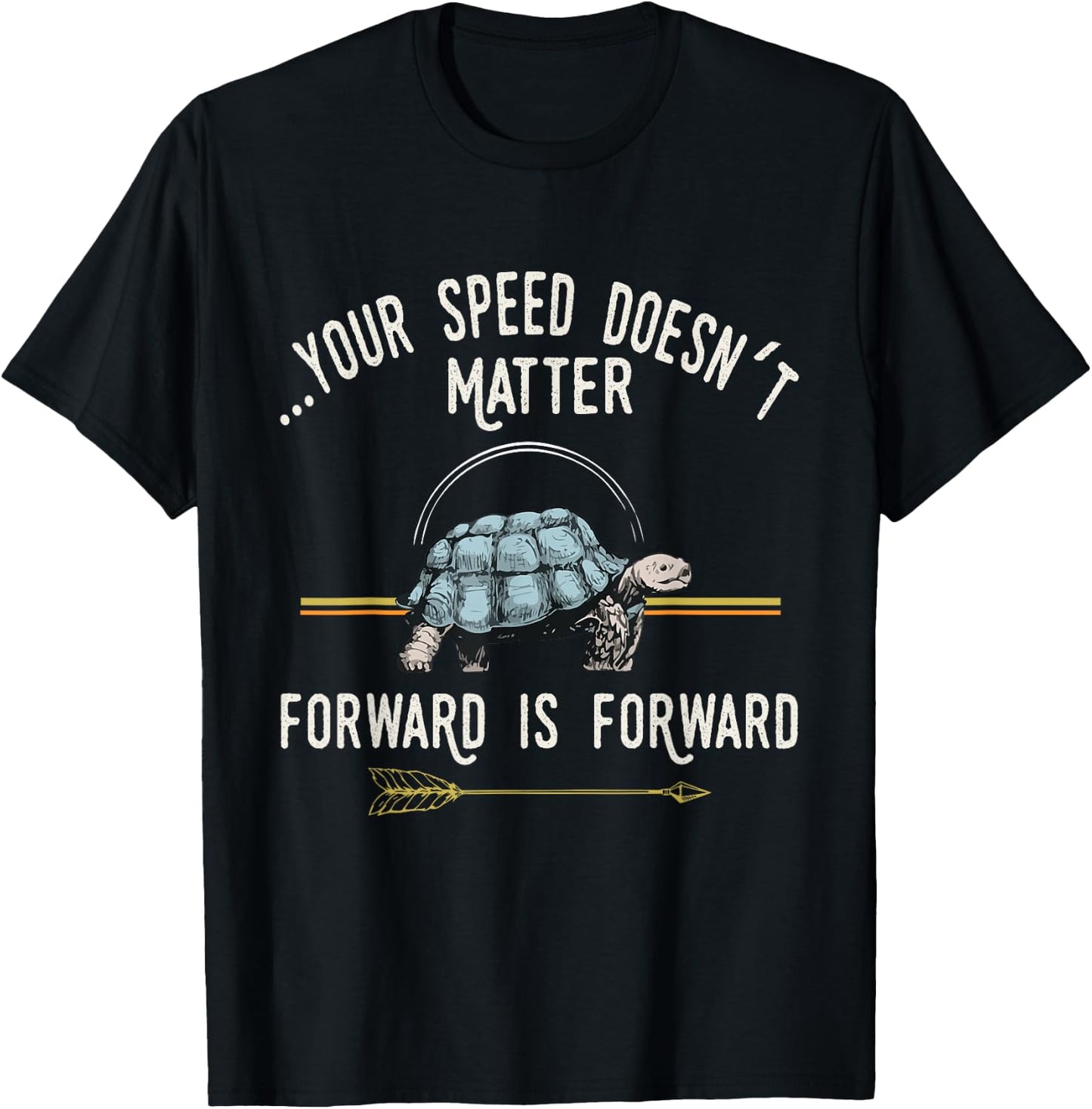 Diamond Deals LLC Keep Moving Forward Turtle Positive Thinking Day Quote Gift T-Shirt - T-Shirt | Black