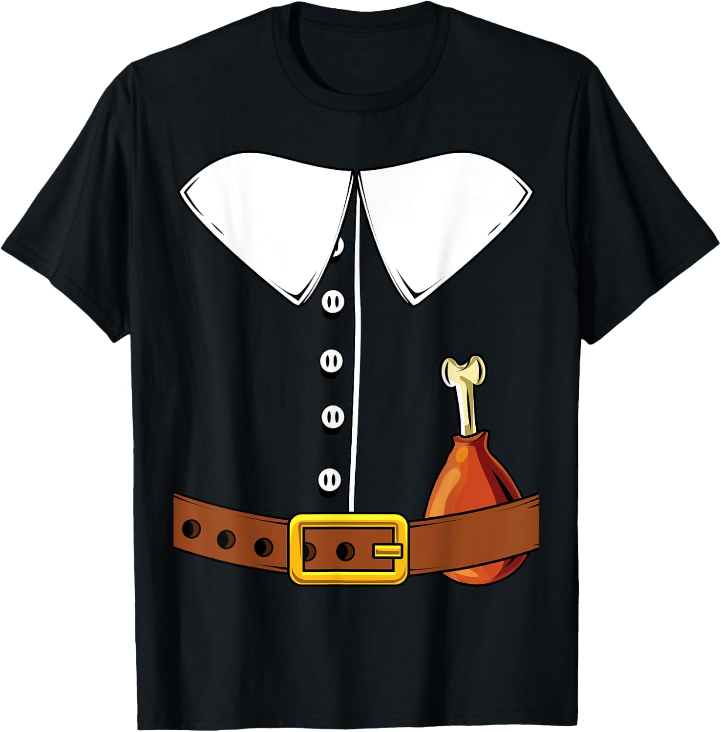 Pilgrim Costume Hat Colonist Thanksgiving Turkey Day Gift T-Shirt - T-Shirt | Black