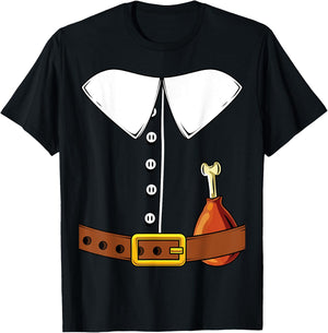 Pilgrim Costume Hat Colonist Thanksgiving Turkey Day Gift T-Shirt - T-Shirt | Black