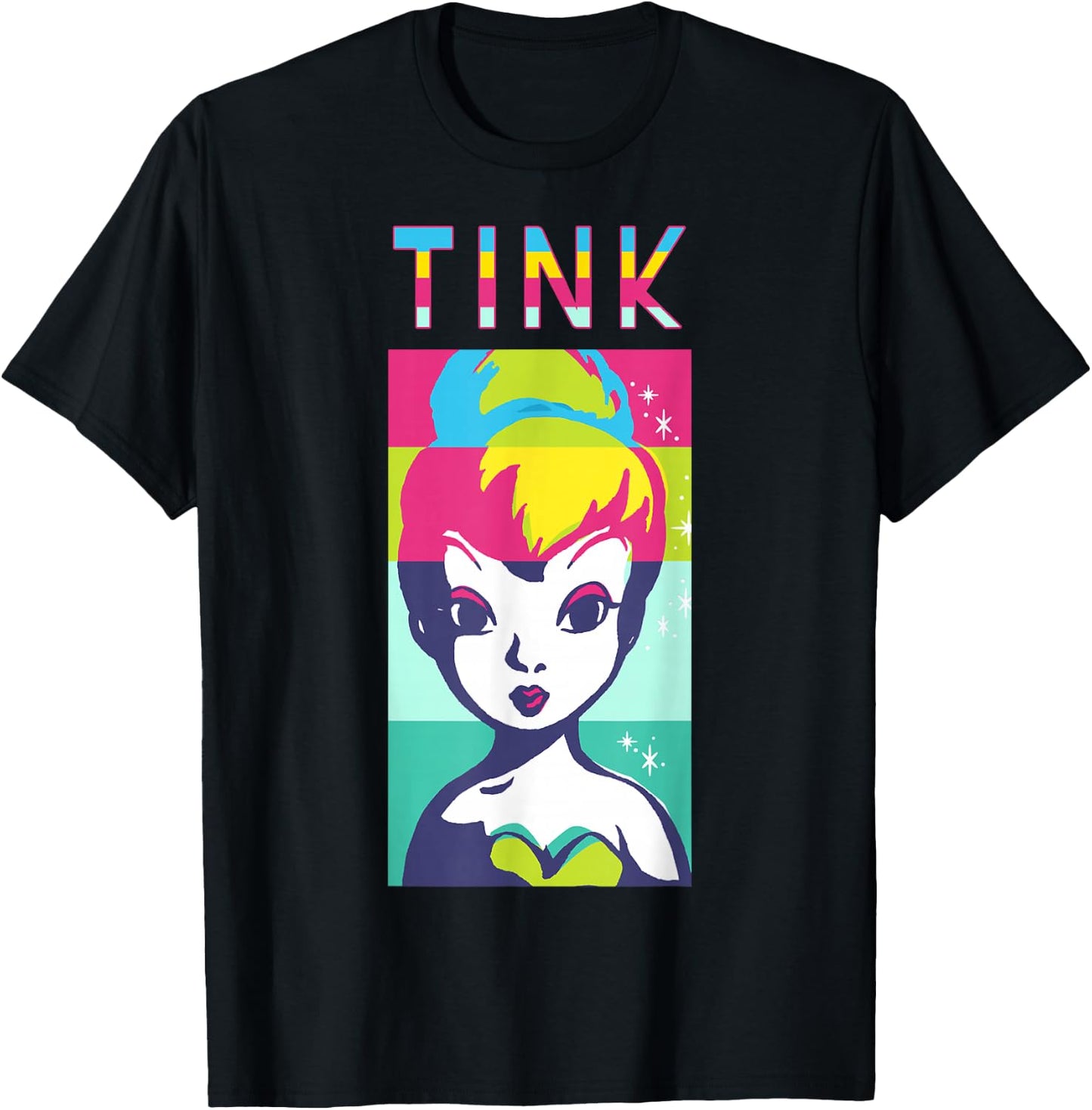 Disney Peter Pan Tinker Bell Color Block Portrait T-Shirt - T-Shirt | Black