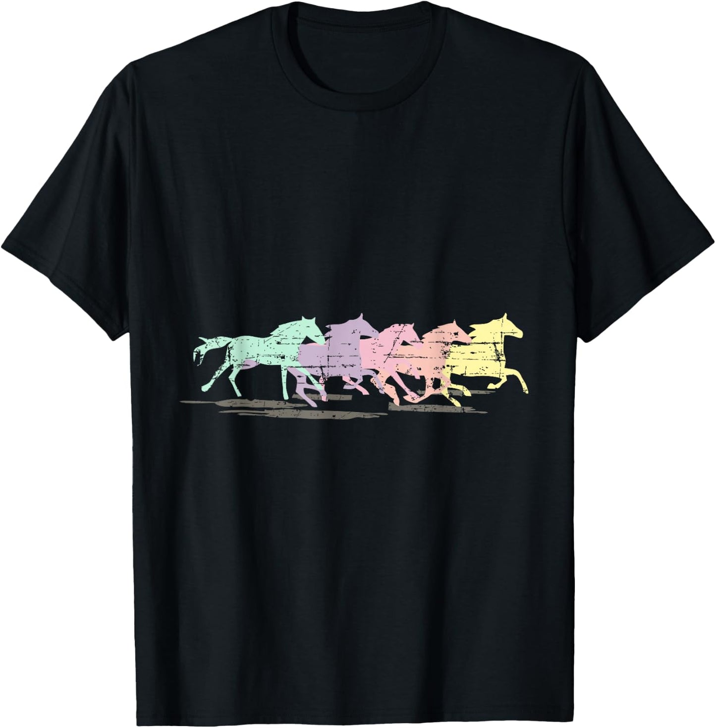 Horses Retro Running T Shirt Mustangs T-Shirt - T-Shirt | Black