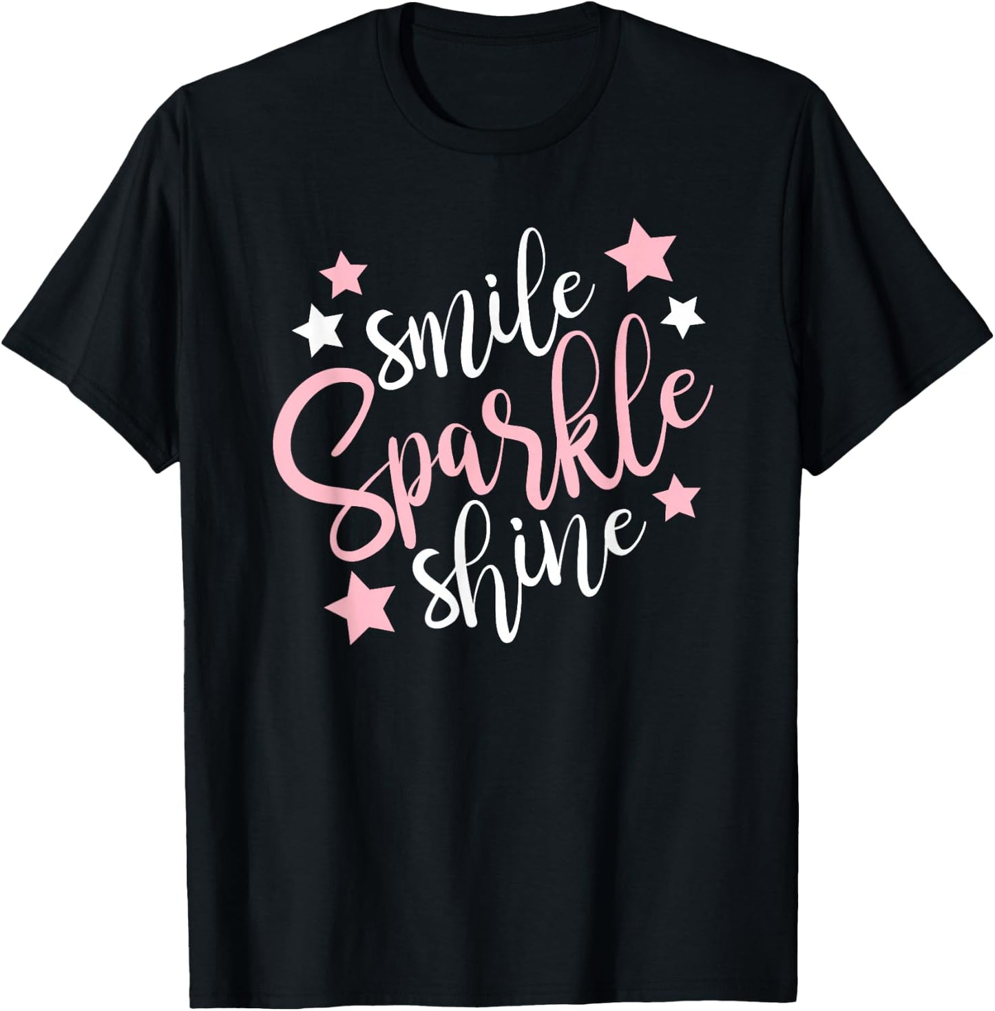 Smile, Sparkle, Shine with Stars & Girls T-Shirt - T-Shirt | Black