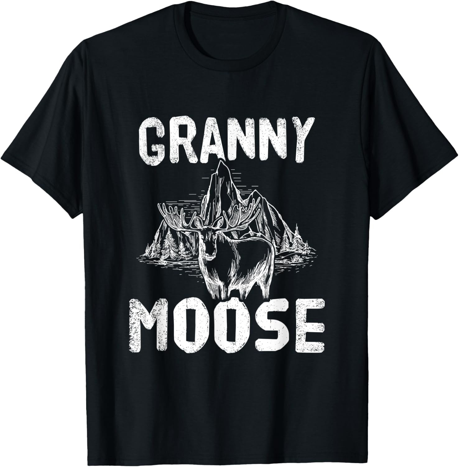 Granny Moose Family Matching Hunting Hunter Grandma Gift T-Shirt - T-Shirt | Black