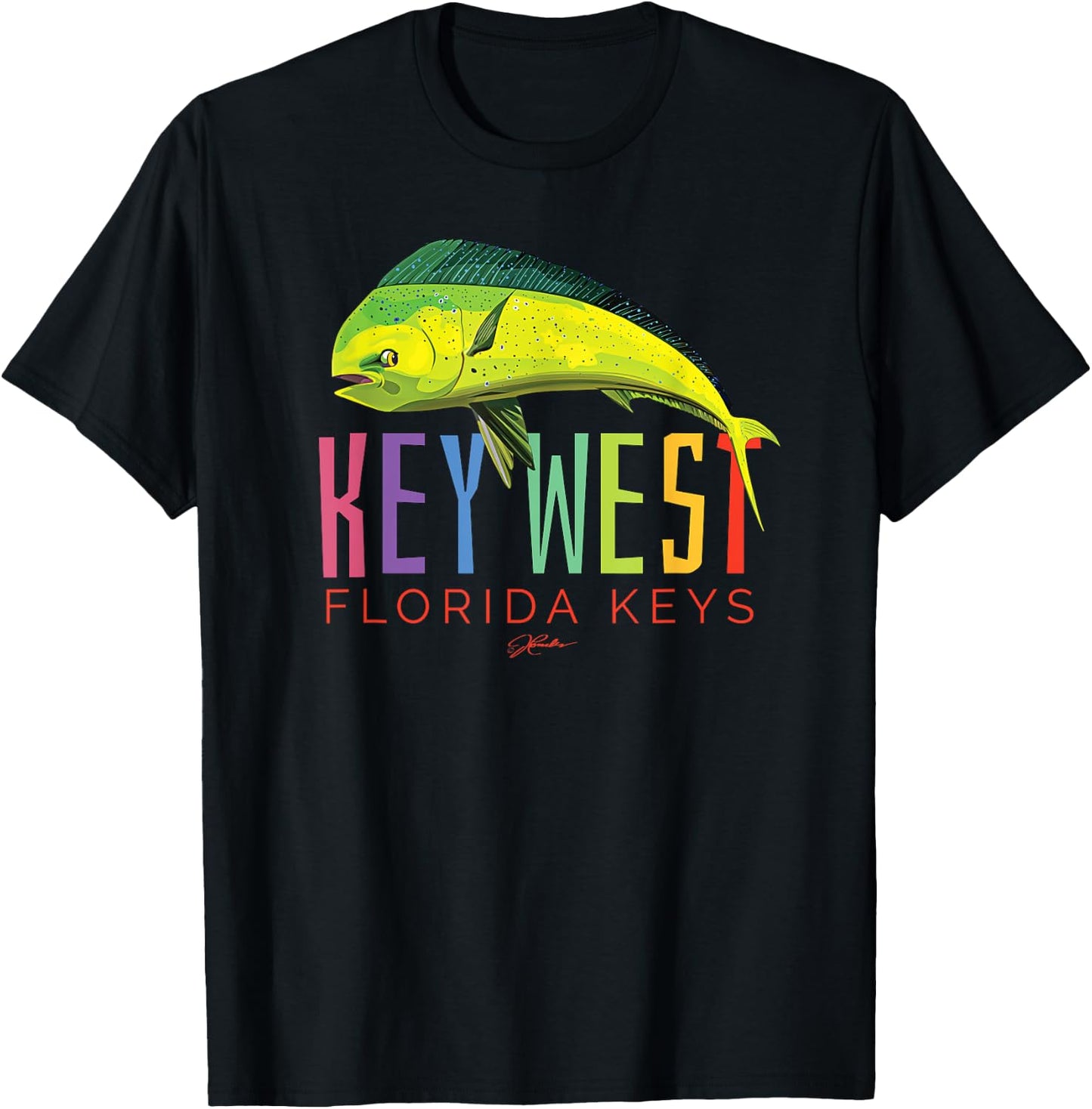 JCombs: Key West, Florida Keys, Dolphin Fish T-Shirt - T-Shirt | Black