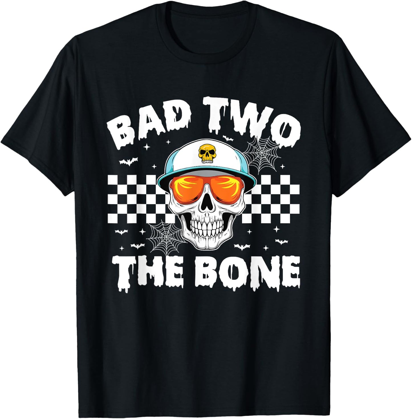 Bad To The Bone Skeleton Halloween TWO Birthday Toddler Kids T-Shirt - T-Shirt | Black