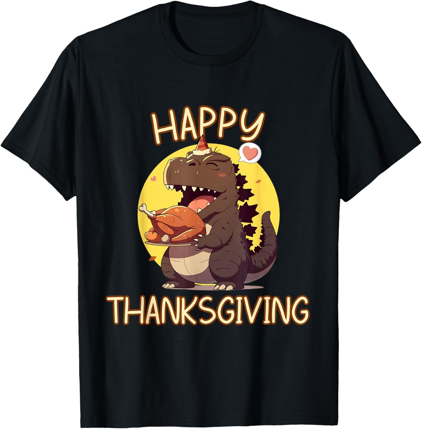 Happy Thanksgiving Kaiju Monster: Turkey Feast Style T-Shirt - T-Shirt | Black