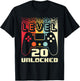 20th Birthday Level 20 Unlocked Gamer 20 Year Old T-Shirt - T-Shirt | Black