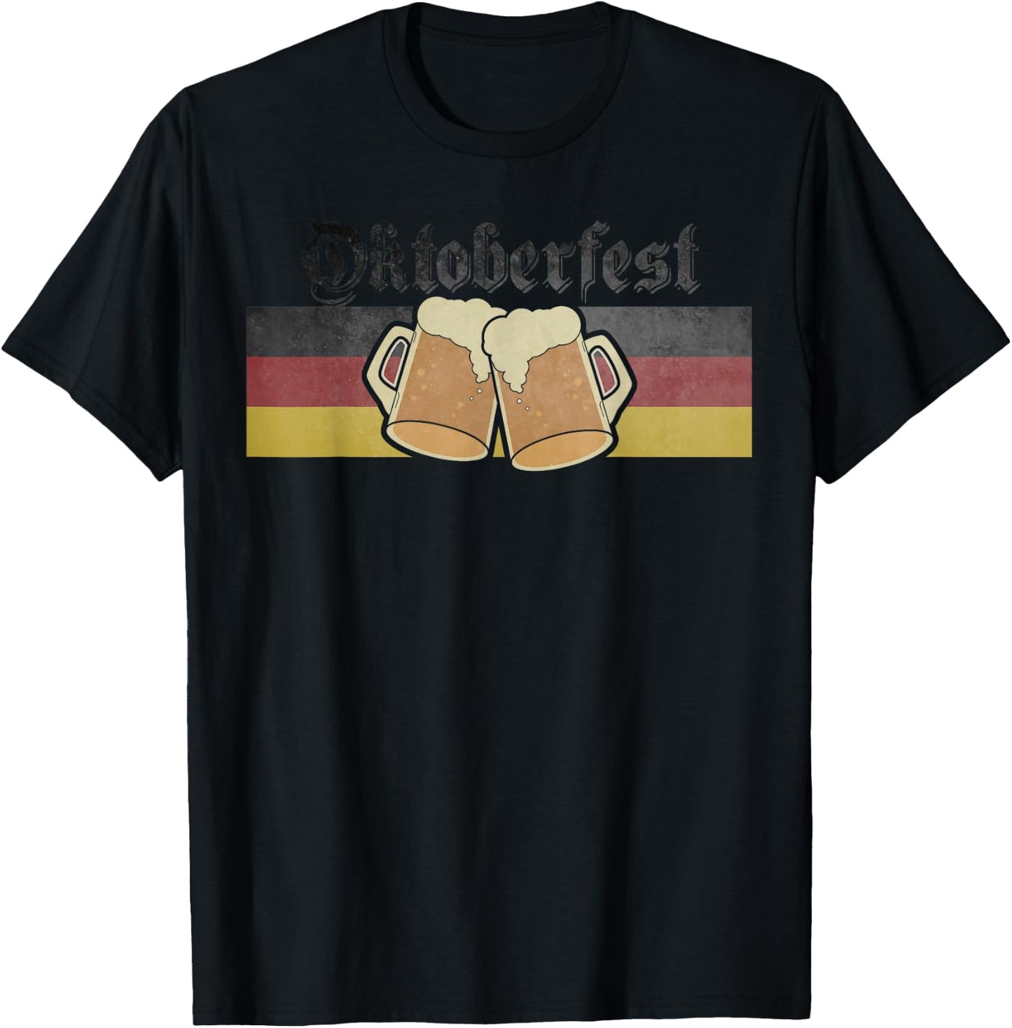 Oktoberfest Germany Beer Festival Deutschland Flag Vintage T-Shirt - T-Shirt | Black