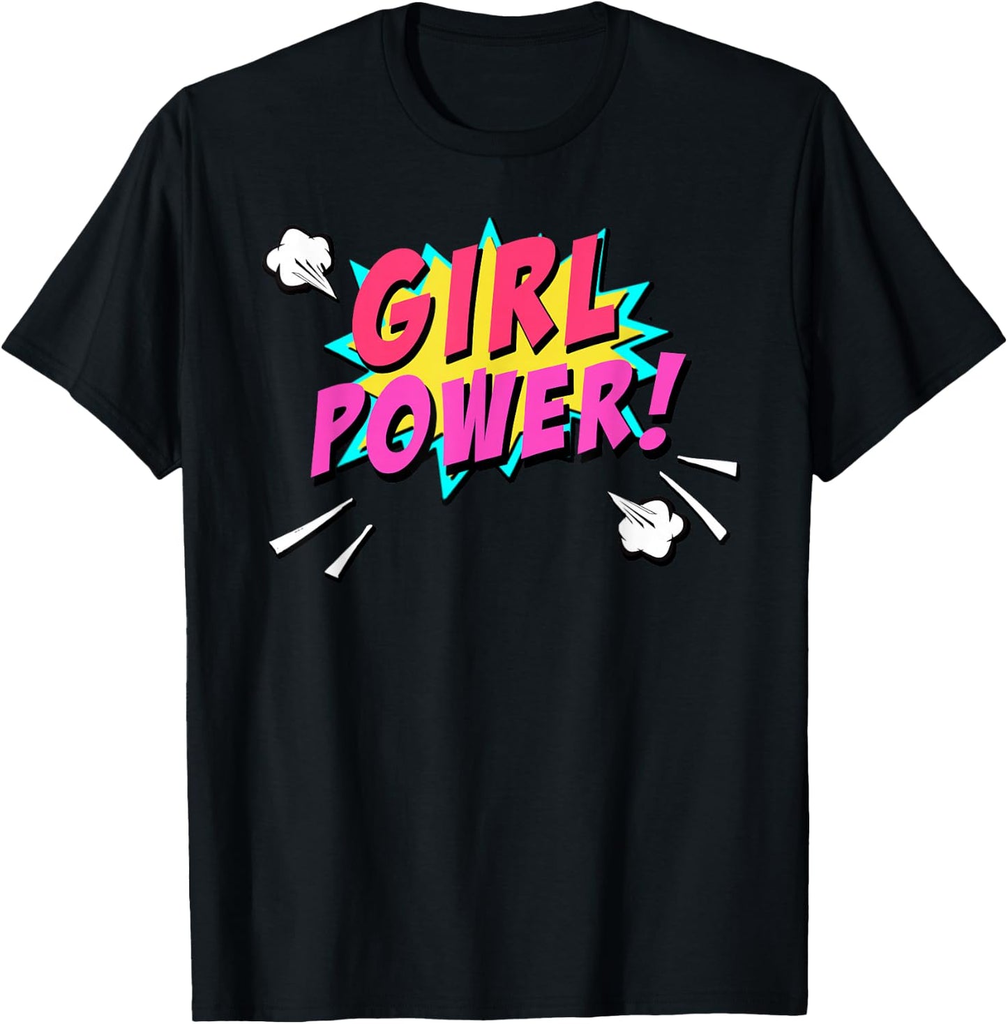Girl Power Superhero Comic Book Bubble Feminist T-Shirt - T-Shirt | Black