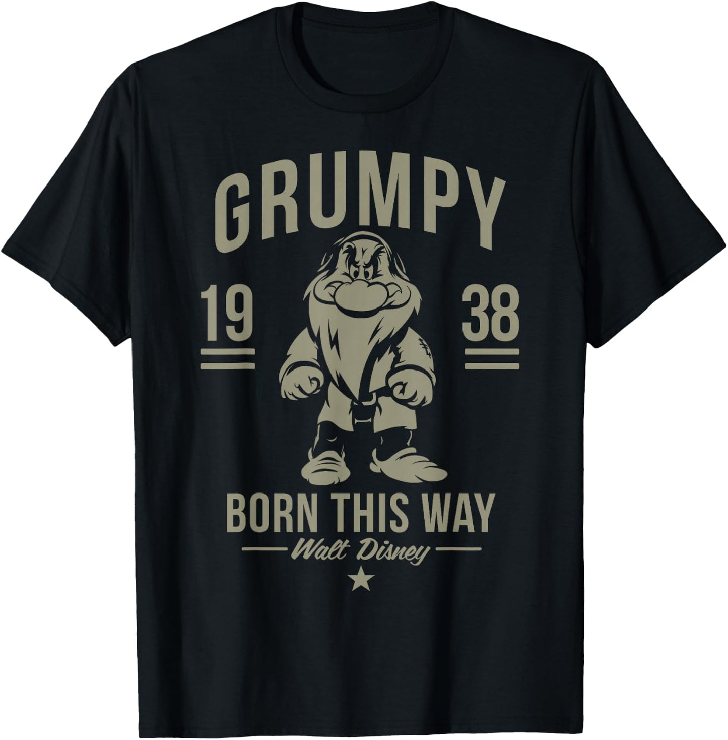 Disney Snow White Grumpy Born This Way 1938 Short Sleeve T-Shirt - T-Shirt | Black