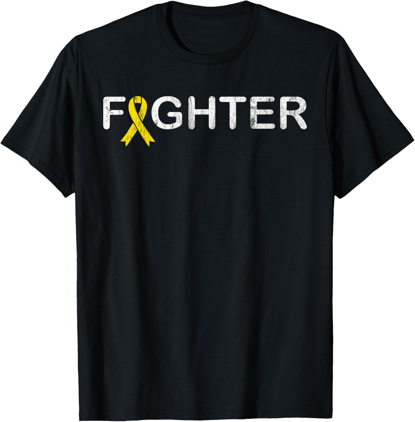 Bone Cancer Fighter - Sarcoma Yellow Ribbon Shirt T-Shirt - T-Shirt | Black