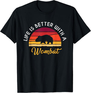 Retro Vintage Life Is Better With A Wombat Lovers Shirts T-Shirt - T-Shirt | Black