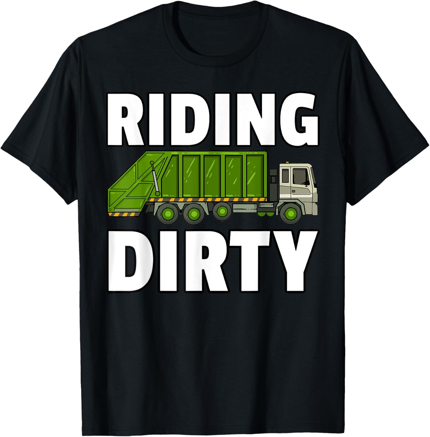 Riding Dirty Garbage Day Trash Truck Recycling Man Kids T-Shirt - T-Shirt | Black