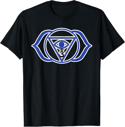 Yoga Ajna Awareness Third Eye Blue Chakra T-Shirt - T-Shirt | Black