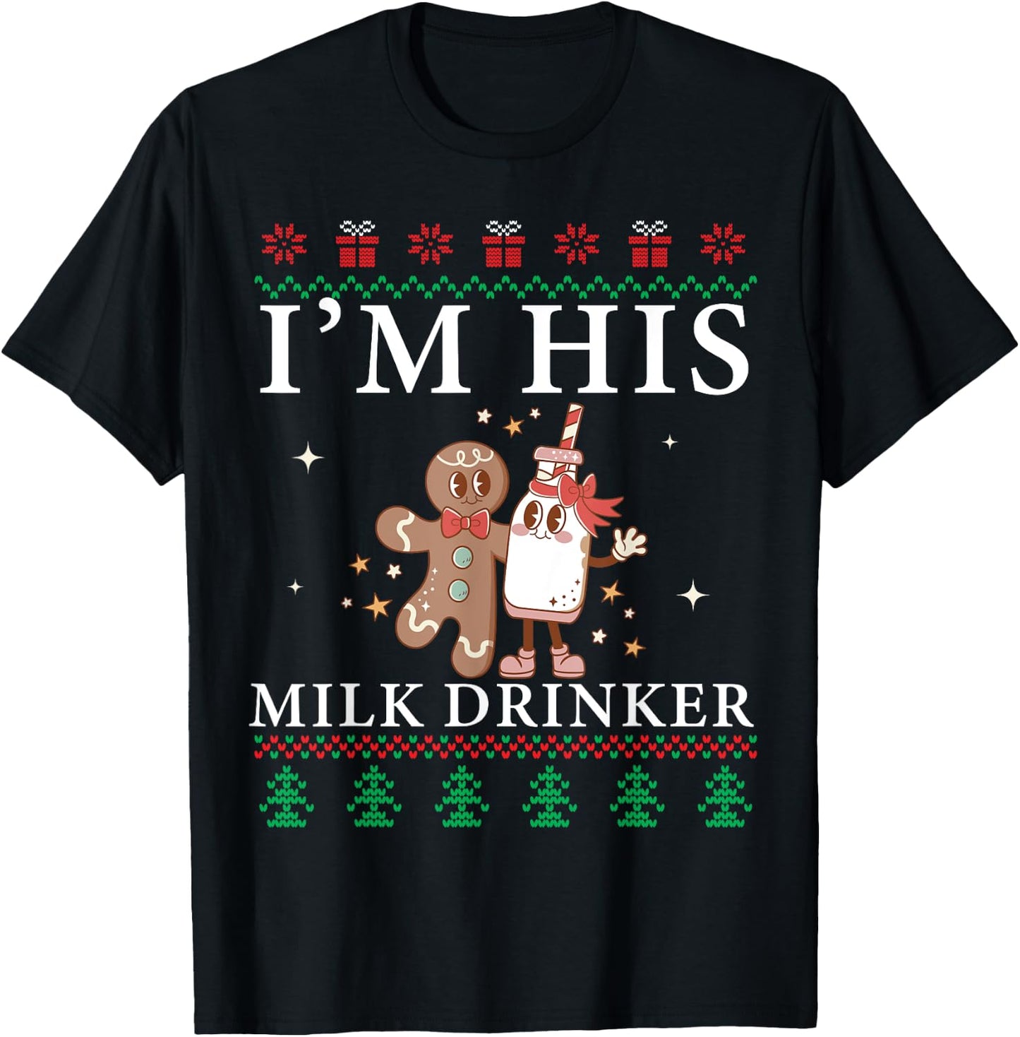 Christmas Matching I'm Her Cookie Eater I'm His Milk Drinker T-Shirt - T-Shirt | Black