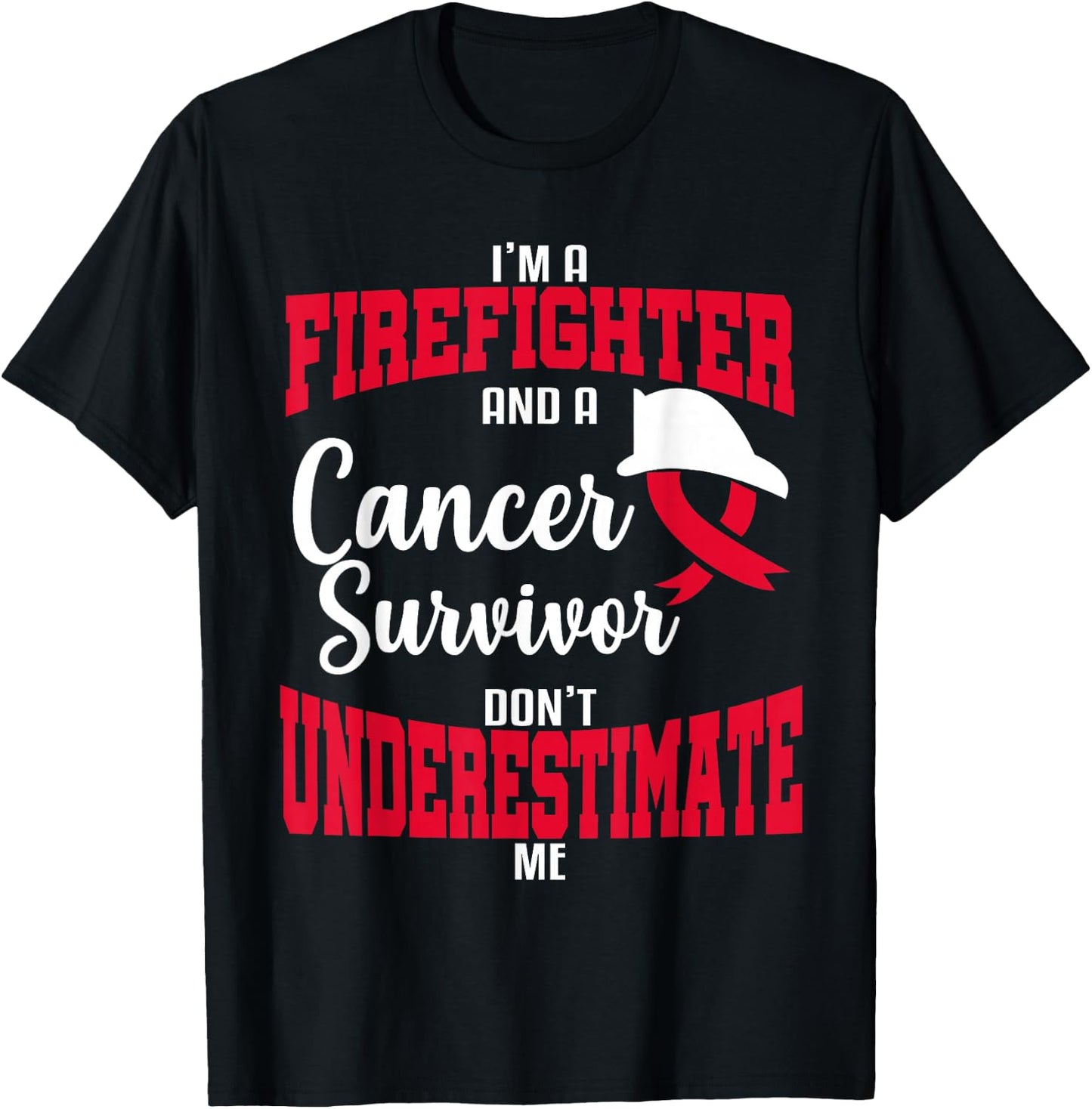 Firefighter Cancer Survivor Fireman Awareness Gift T-Shirt - T-Shirt | Black