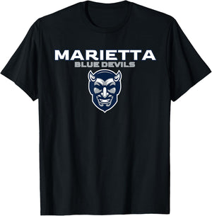 Marietta High School Blue Devils Stacked T-Shirt - T-Shirt | Black