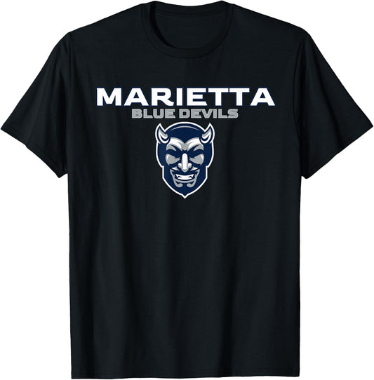 Marietta High School Blue Devils Stacked T-Shirt - T-Shirt | Black