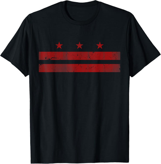Washington D.C. Flag Vintage Distressed Fade T-Shirt - T-Shirt | Black