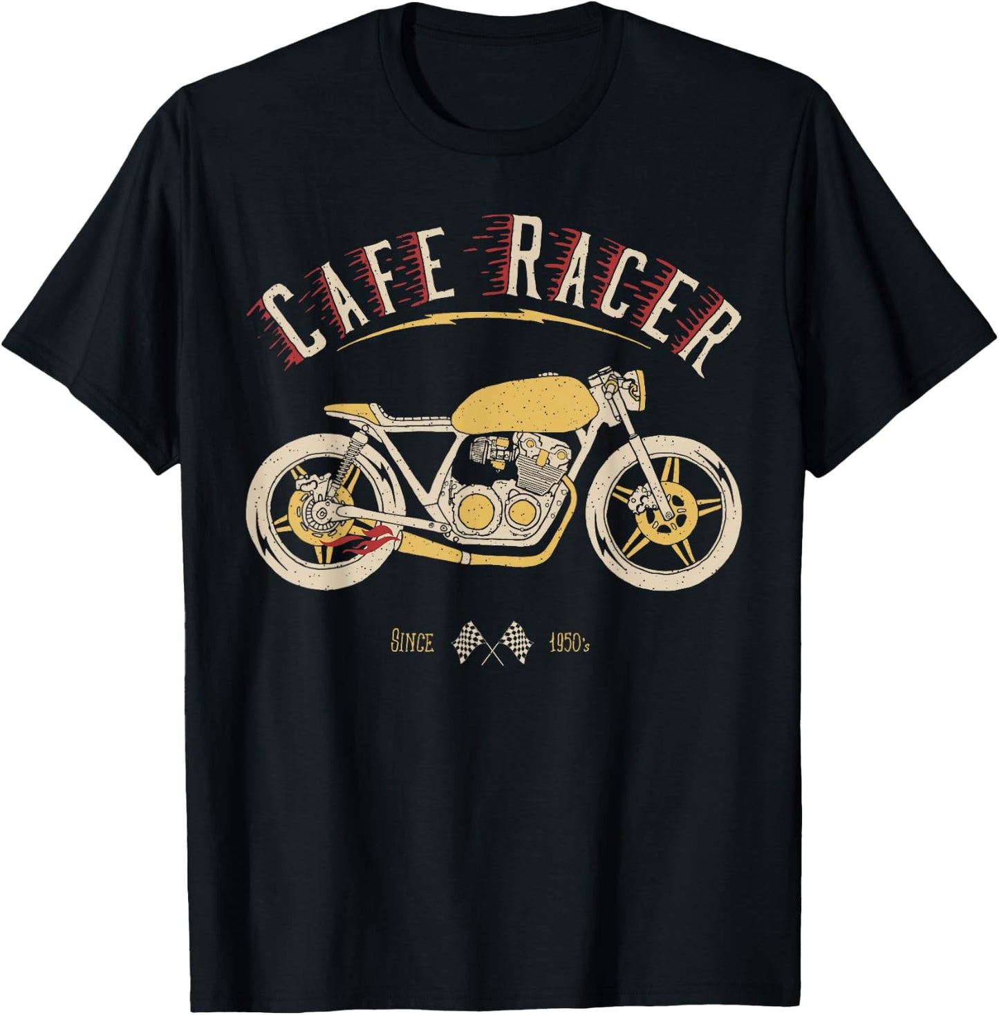 Cafe Racer - Old School - Vintage Motorcycle T-Shirt - T-Shirt | Black