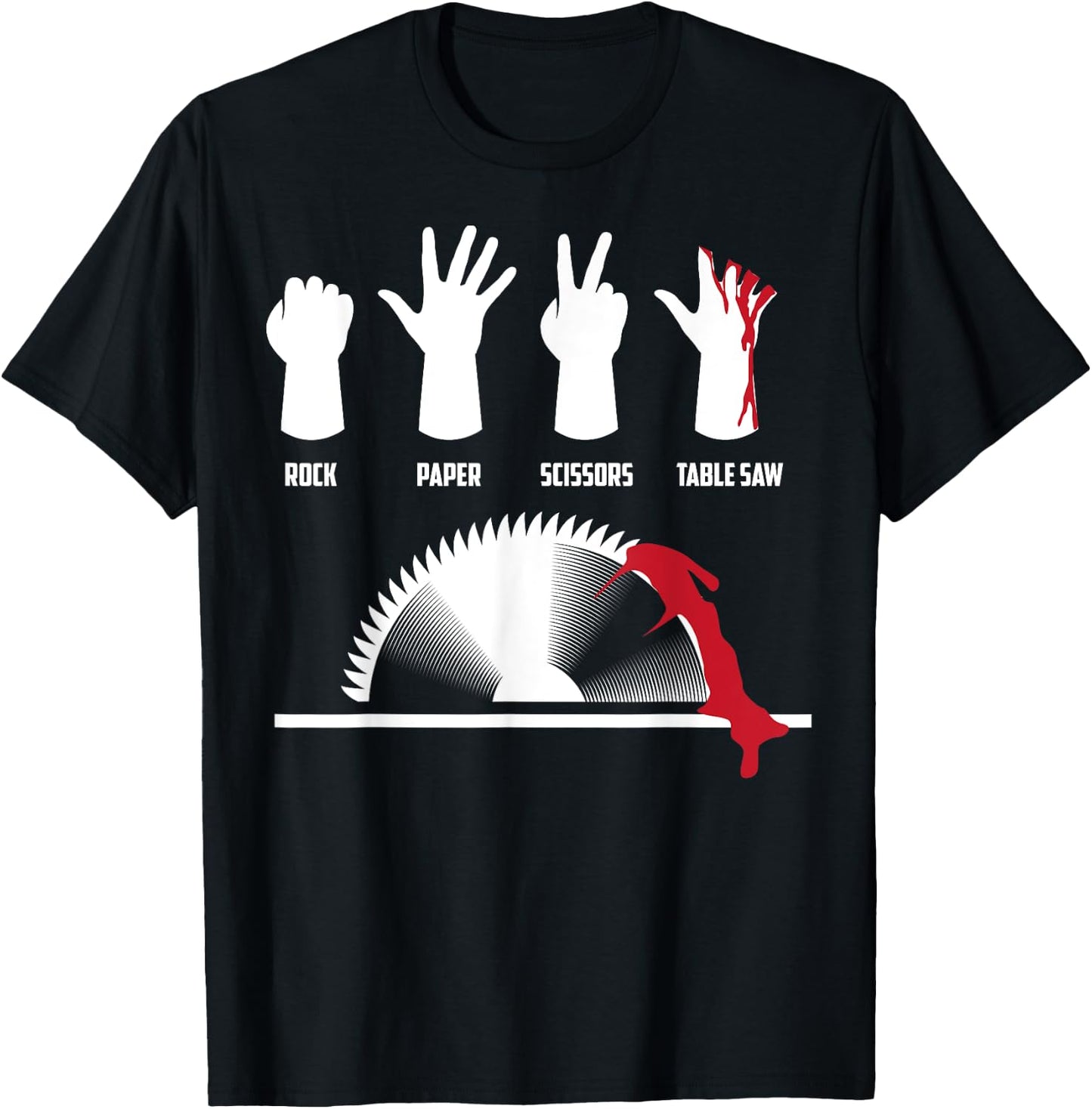 Cool Rock Paper Scissors Table Saw Gift Carpenters T-Shirt - T-Shirt | Black
