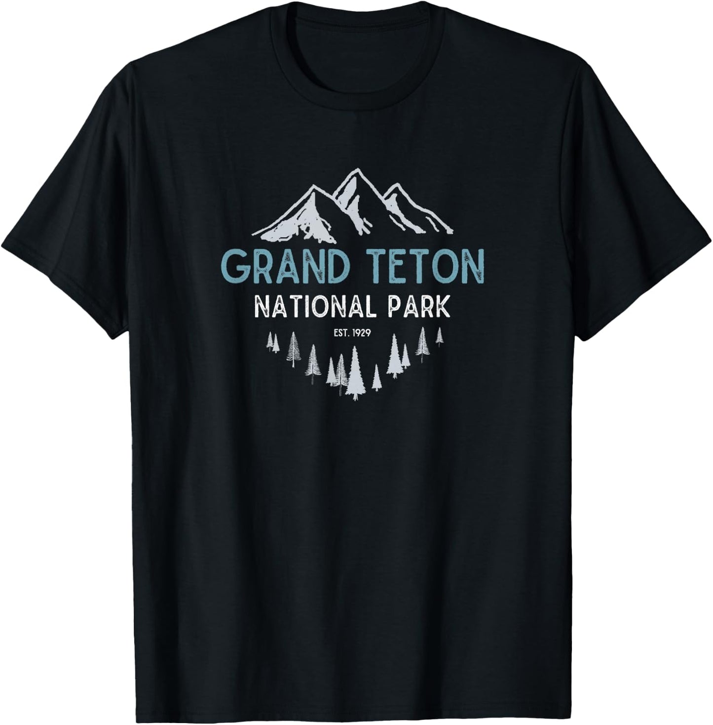 Grand Teton National Park Est 1929 Vintage National Park WY T-Shirt - T-Shirt | Black