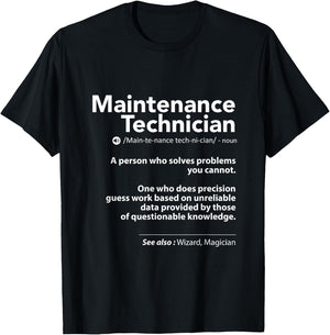 Job Definition Funny Sarcastic Maintenance Technician Wizard T-Shirt - T-Shirt | Black