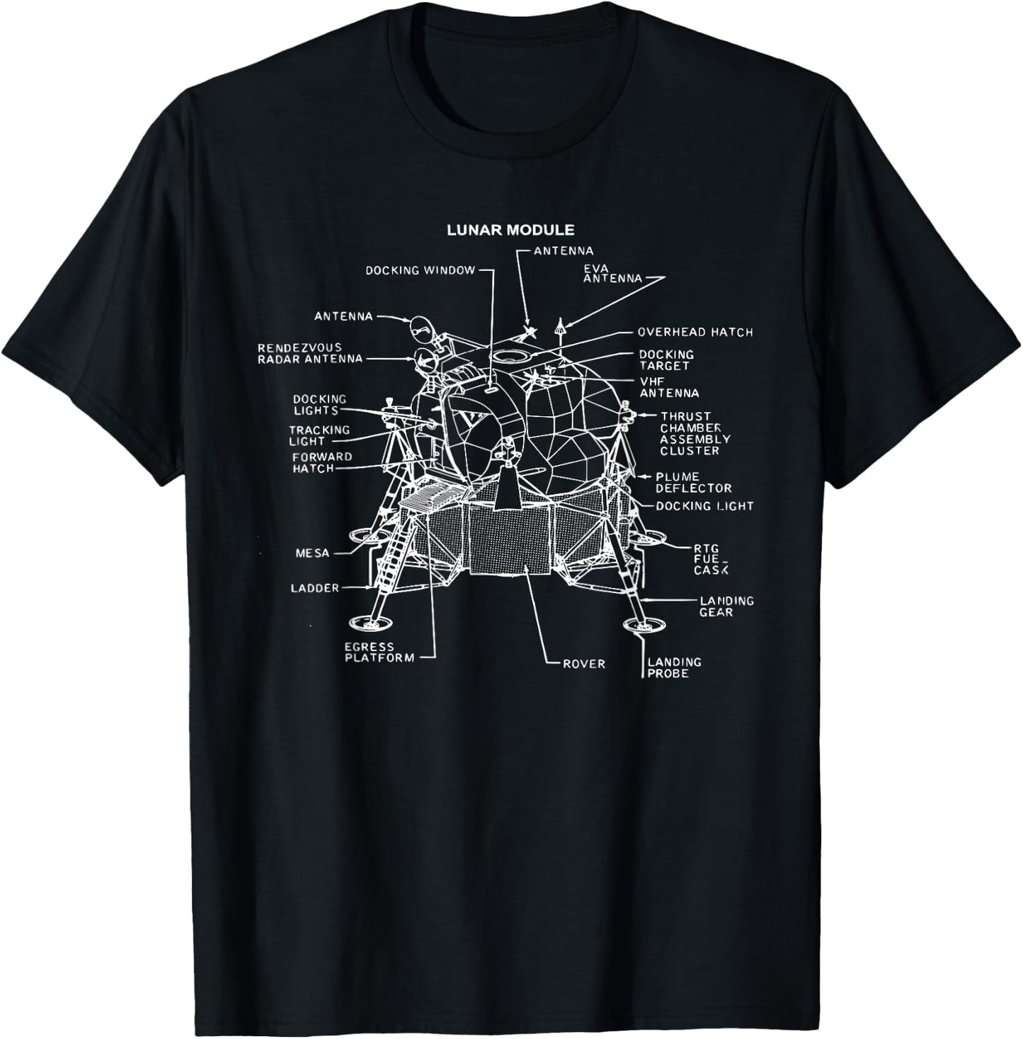 Apollo Lunar Module Moon Landing Moonshot Blueprint T-Shirt - T-Shirt | Black