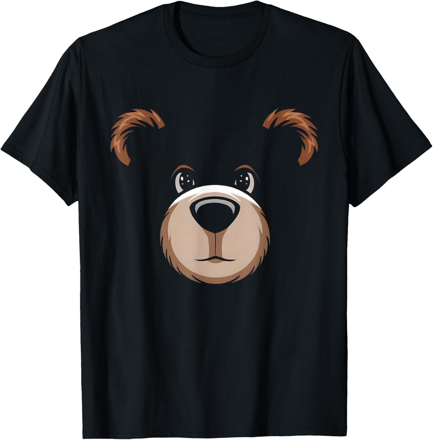 Bear Face Halloween Costume Brown Bear Animal Kids T-Shirt - T-Shirt | Black