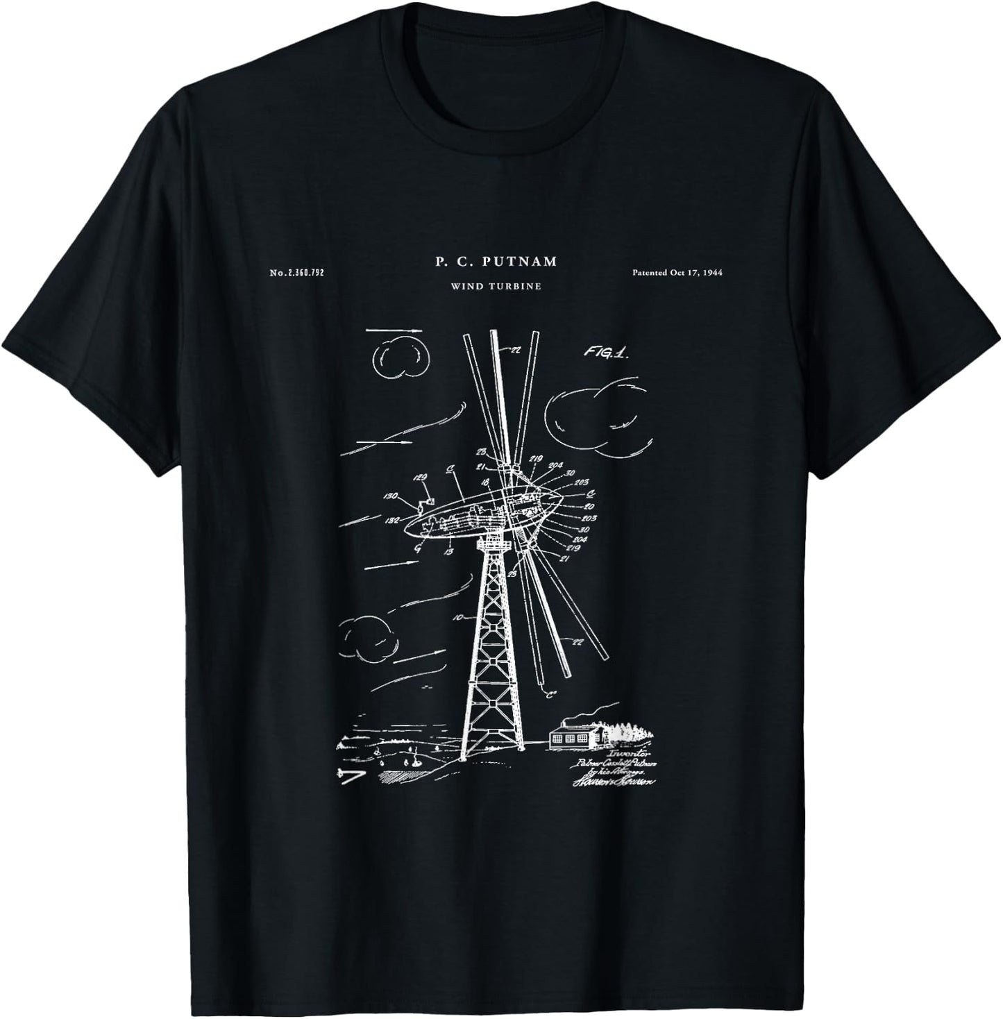 Wind Turbine Patent - Turbine T-Shirt - T-Shirt | Black