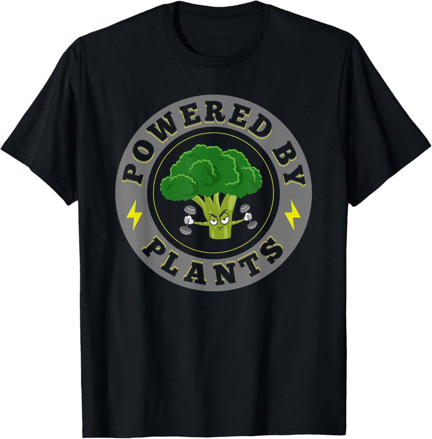 Powered By Plants Funny Vegan Plant Power T Shirt Men Women T-Shirt - T-Shirt | Black