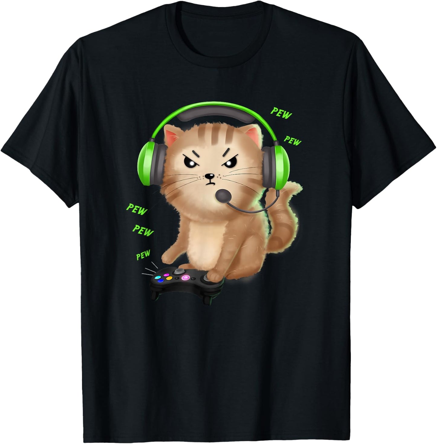 Cat Gaming Gift Video Games Lover Nerd Girl T-Shirt - T-Shirt | Black