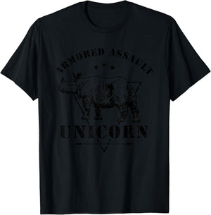 Armored Assault Unicorn Funny Military Rhino T-Shirt - T-Shirt | Black