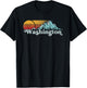Vintage Washington State Retro Distressed Mountains Graphic T-Shirt - T-Shirt | Black