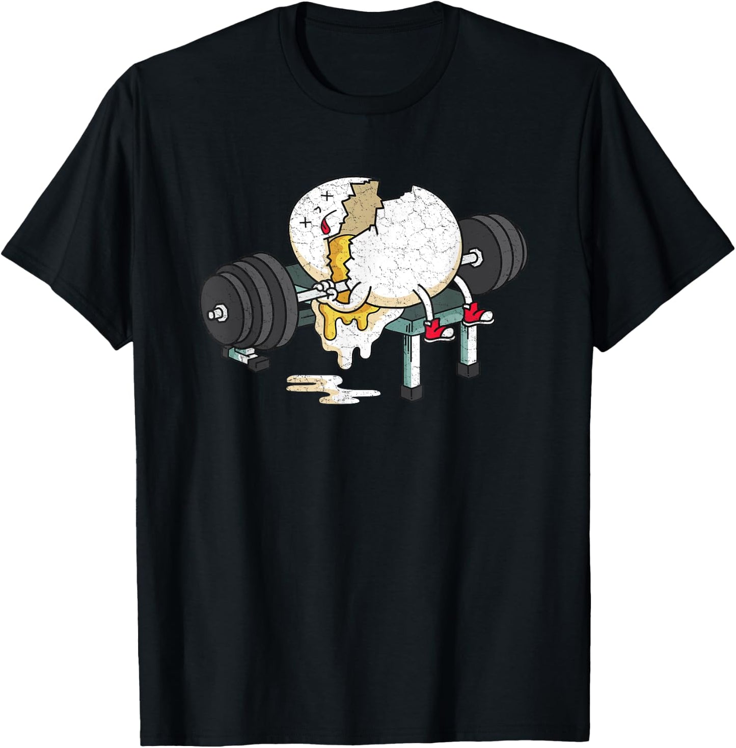 Funny Smashed Egg Fitness Gym Barbells Lifting Workout T-Shirt - T-Shirt | Black