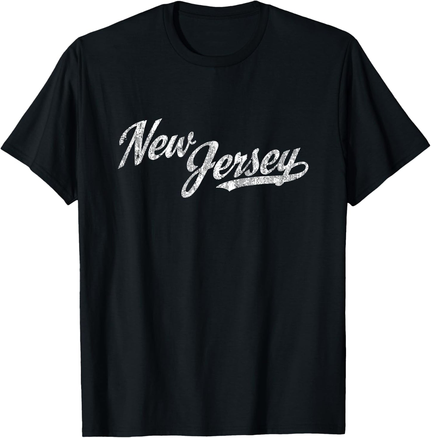 New Jersey NJ Vintage Sports Script Retro T-Shirt - T-Shirt | Black