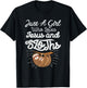 Just a Girl Who Loves Sloths and Jesus Christian Design T-Shirt - T-Shirt | Black