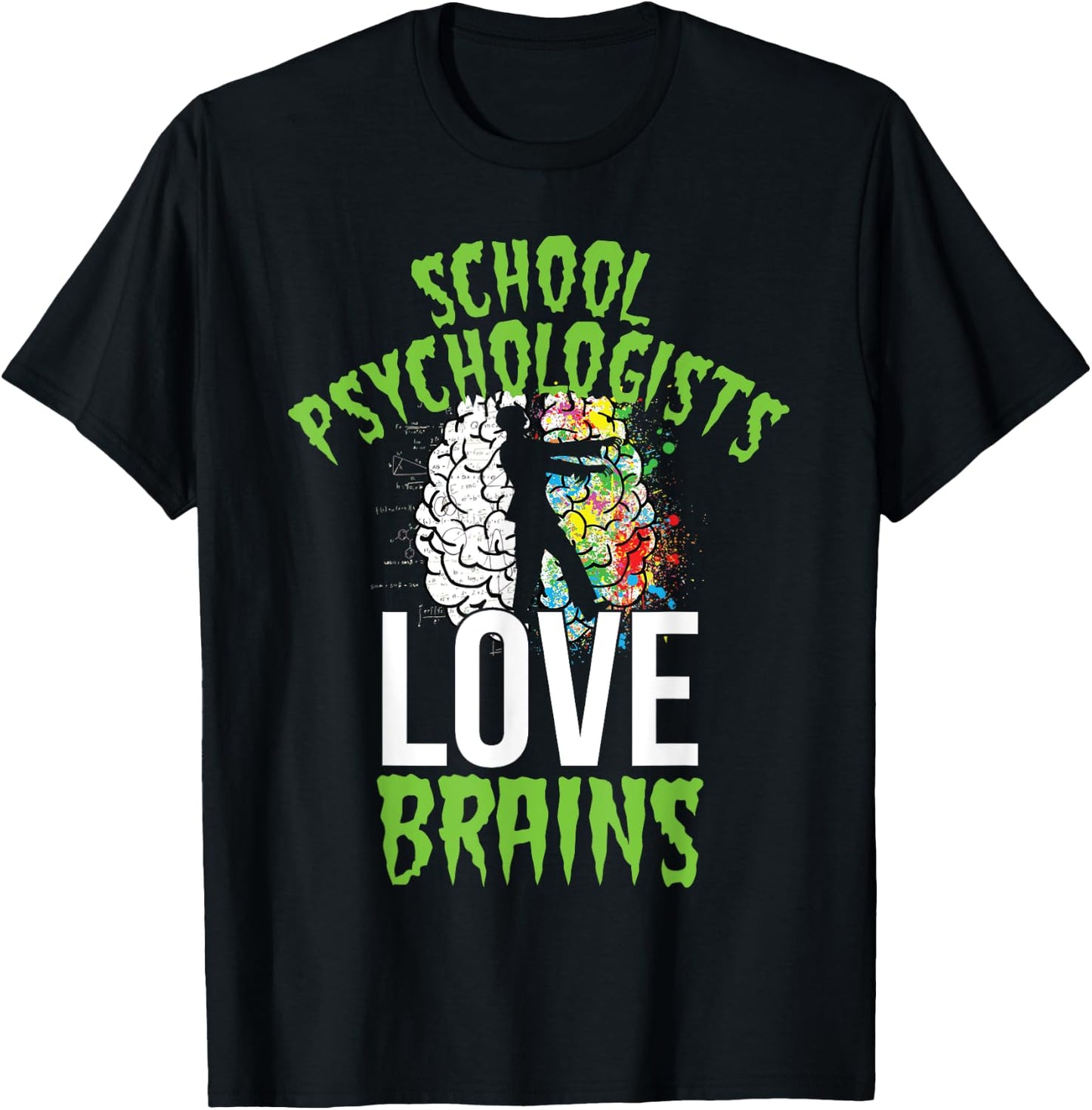 School Psychologists Love Brains Halloween Teacher Counselor T-Shirt - T-Shirt | Black