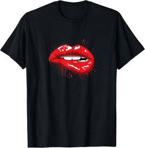 Red Lips Kiss Girl t Shirt Birthday Christmas Gift T-Shirt - T-Shirt | Black