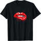Red Lips Kiss Girl t Shirt Birthday Christmas Gift T-Shirt - T-Shirt | Black