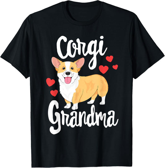 Corgi Women Girls Puppy Lover Dog Grandma Gift T-Shirt - T-Shirt | Black