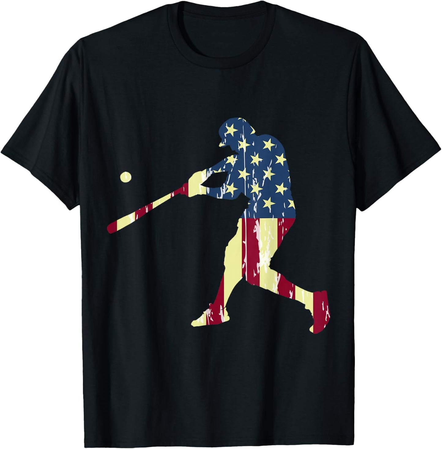 Patriotic American Flag Baseball Shirt, Baseball Men T-Shirt - T-Shirt | Black