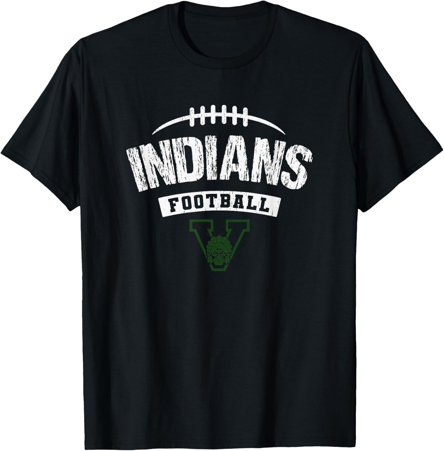 Venice Indians Logo Football Distressed HS T-Shirt - T-Shirt | Black