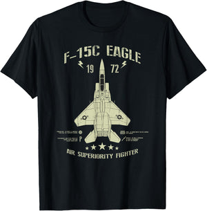 F-15 Eagle Jet Fighter Technical Drawing T-Shirt - T-Shirt | Black