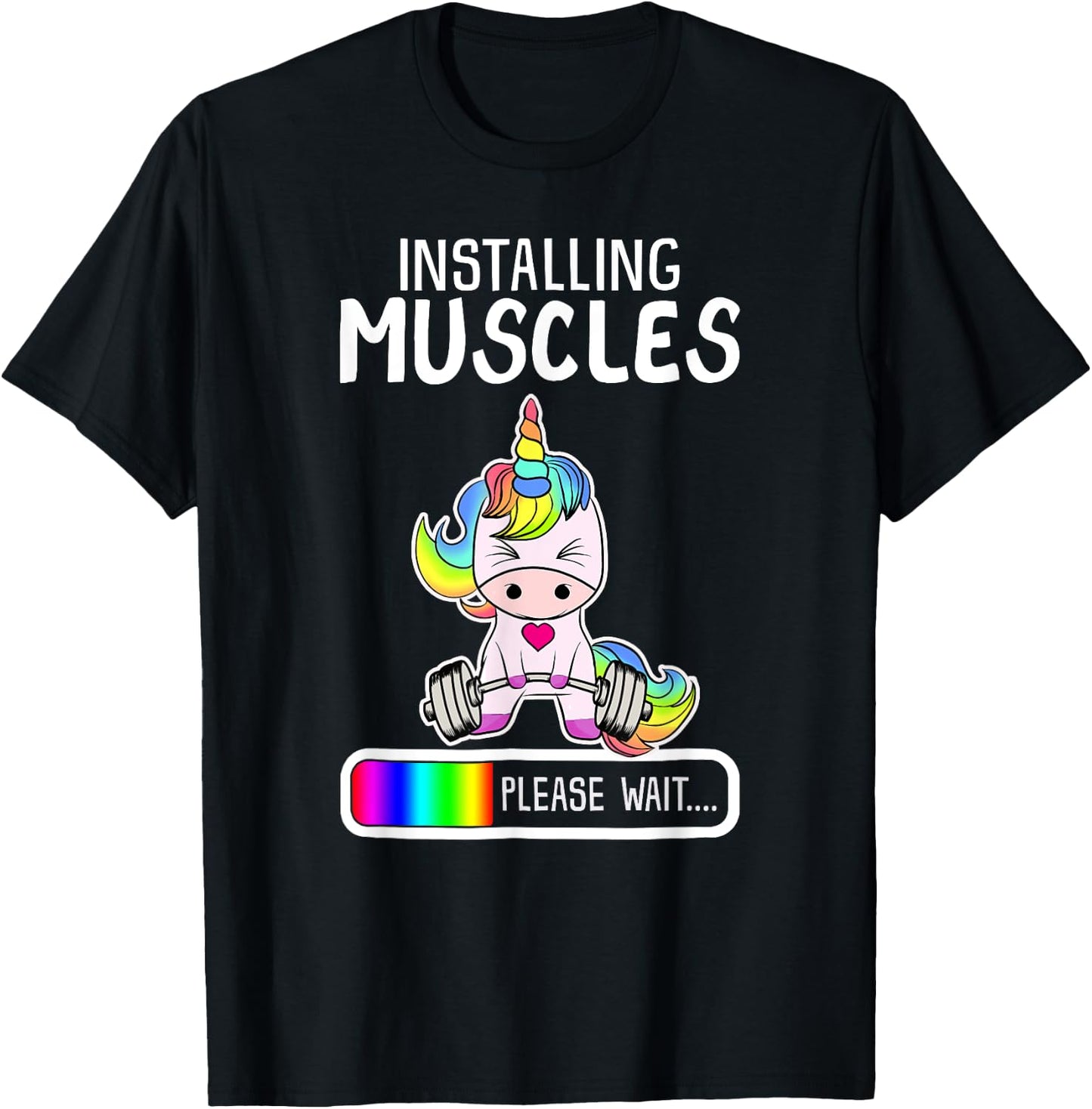 Installing Muscles Unicorn Weightlifting Gift T-Shirt - T-Shirt | Black