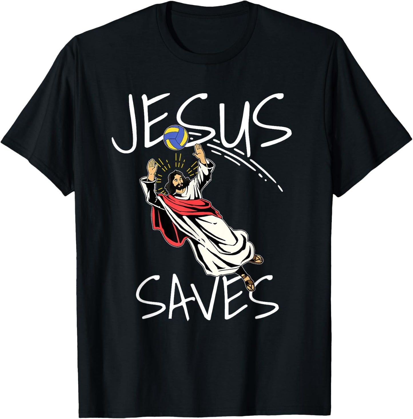 Funny Jesus Saves Volleyball Gift Volleyball Team T-Shirt - T-Shirt | Black