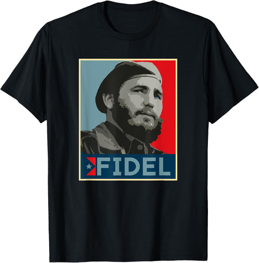 Distractful Fidel Castro - Black, Small, Men's Classic Fit, Short Sleeve, Cotton, Imported, Political T-Shirt - T-Shirt | Black
