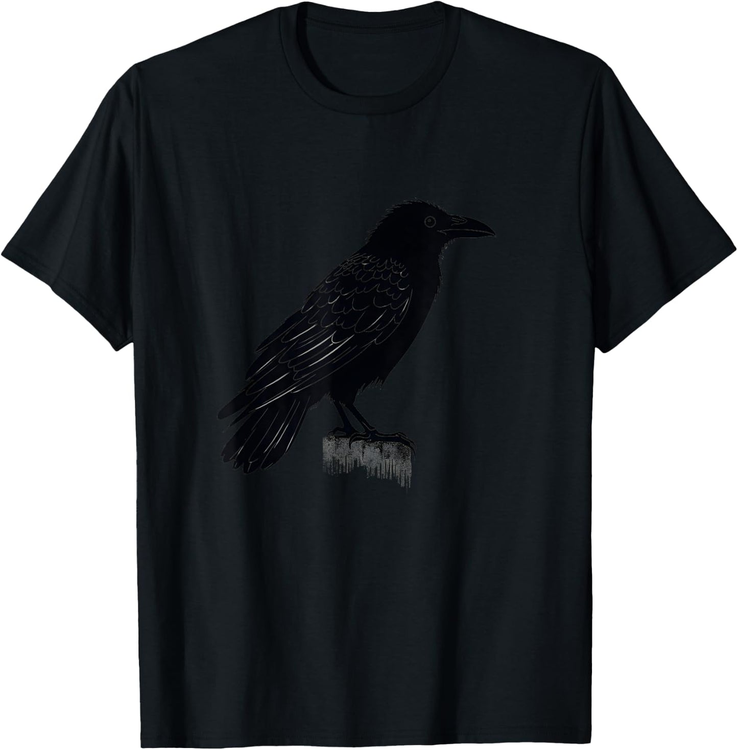 Vintage Crow Black Illustration Raven T-Shirt - T-Shirt | Black