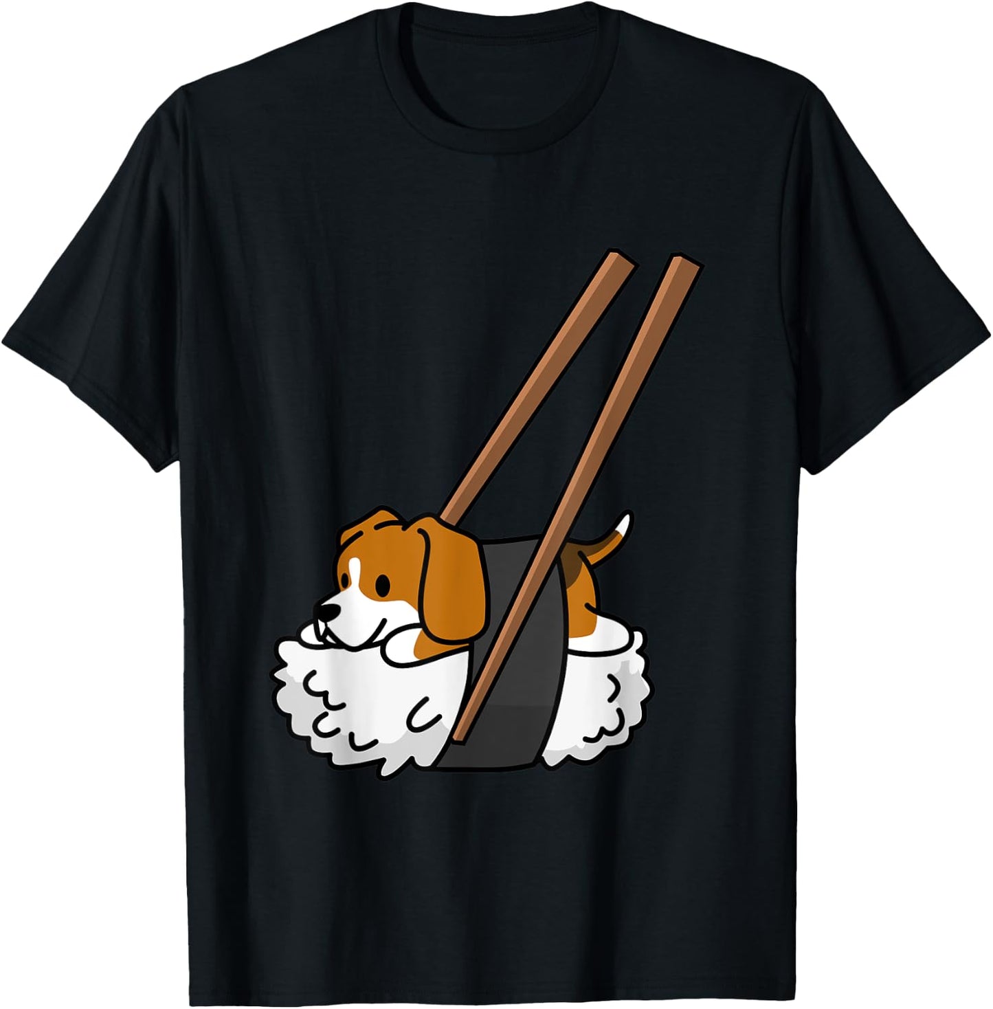 Beagle Nigiri Sushi Funny Dog Shirt T-Shirt - T-Shirt | Black