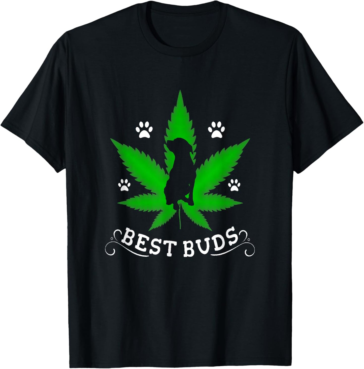 Best Buds Funny Pitbull Weed Dog Gift T-Shirt - T-Shirt | Black